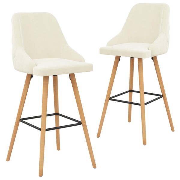 Cadeiras de bar 2 pcs veludo creme