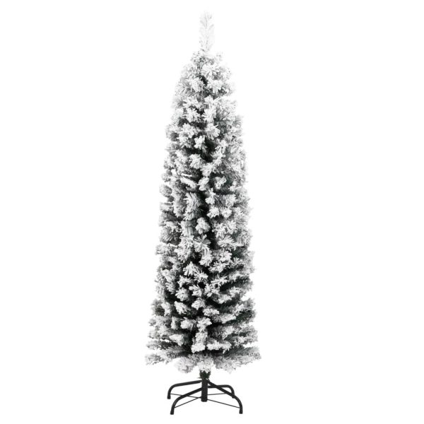 Árvore de Natal artificial fina com neve 150 cm PVC verde - Image 2
