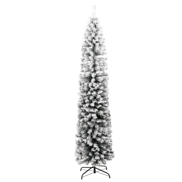 Árvore de Natal artificial fina com neve 240 cm PVC verde - Image 2