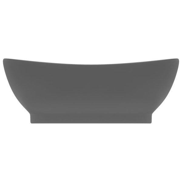 Lavatório luxuoso oval 58,5x39 cm cerâmica cinza-escuro mate - Image 3