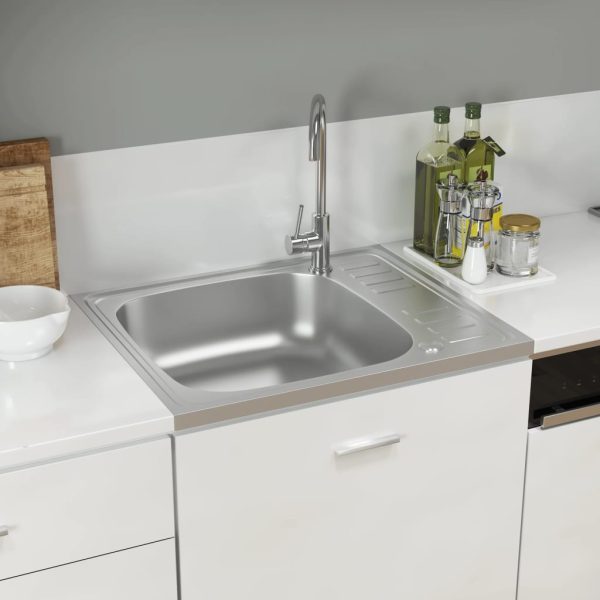 Lava-louça cozinha + escorredor 500x600x155mm aço inox prateado - Image 3
