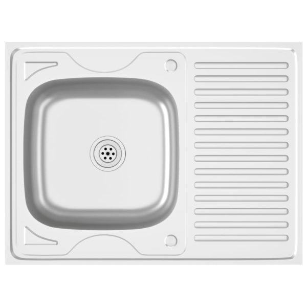 Lava-louça cozinha + escorredor 800x600x155mm aço inox prateado - Image 2