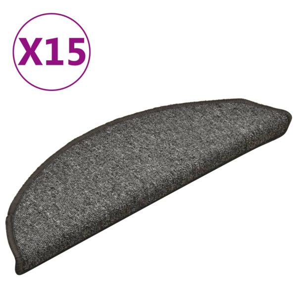 Tapete/carpete para degraus 15 pcs 56x17x3 cm cinza-escuro - Image 2