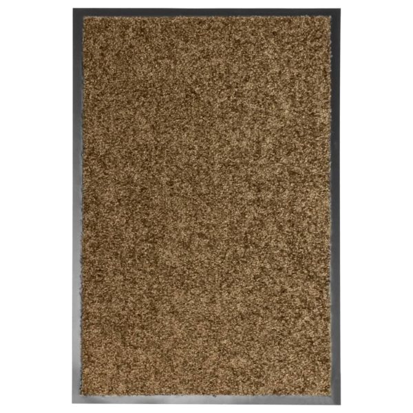 Tapete de porta lavável 40x60 cm castanho