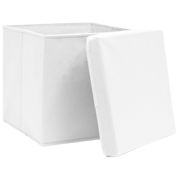 Caixas de arrumação com tampas 10 pcs 28x28x28 cm branco - Image 3