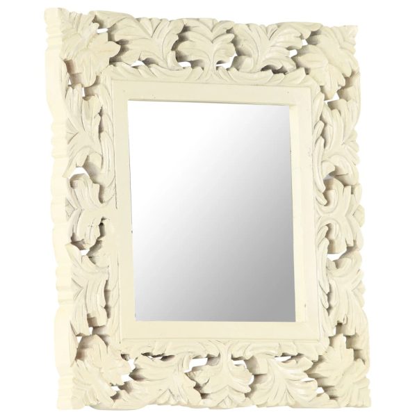 Espelho esculpido à mão 50x50 cm mangueira maciça branco - Image 2