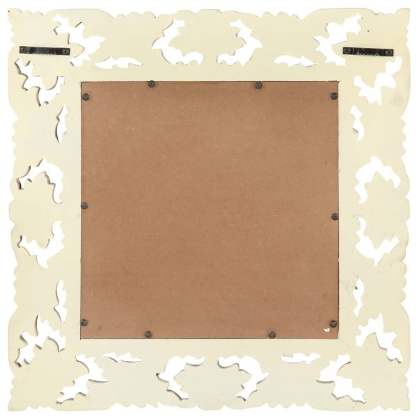 Espelho esculpido à mão 50x50 cm mangueira maciça branco - Image 3