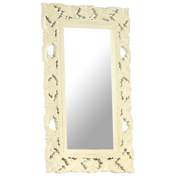 Espelho esculpido à mão 80x50 cm mangueira maciça branco - Image 2