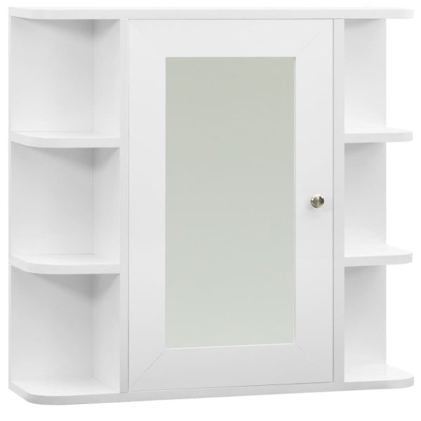 Armário espelhado para casa de banho 66x17x63 cm MDF branco - Image 2