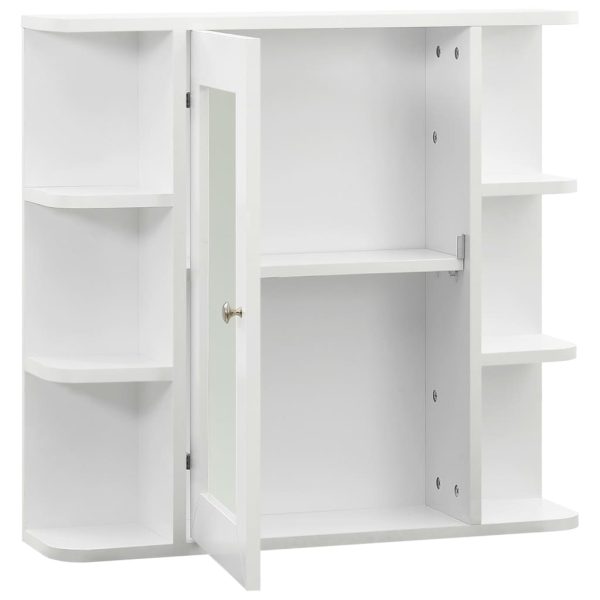 Armário espelhado para casa de banho 66x17x63 cm MDF branco - Image 3