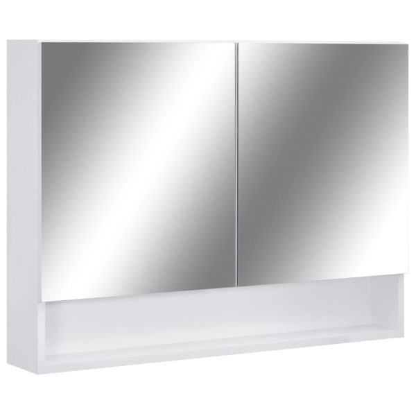 Armário espelhado casa de banho com LED 80x15x60 cm MDF branco - Image 2