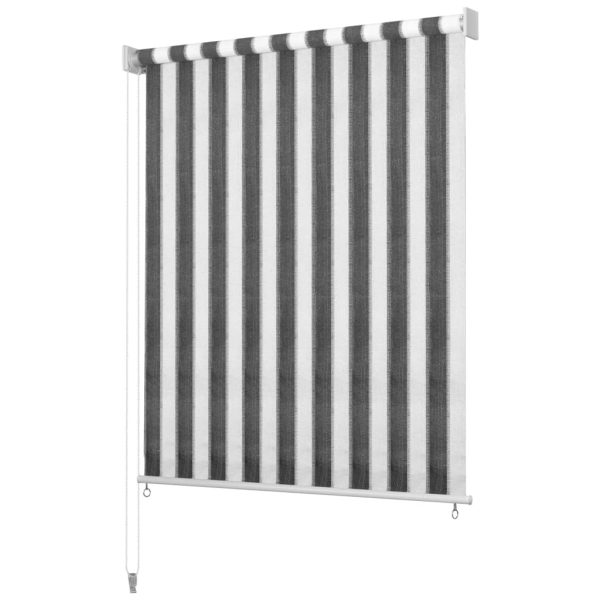 Estore de rolo para exterior 120x230 cm riscas antracite/branco