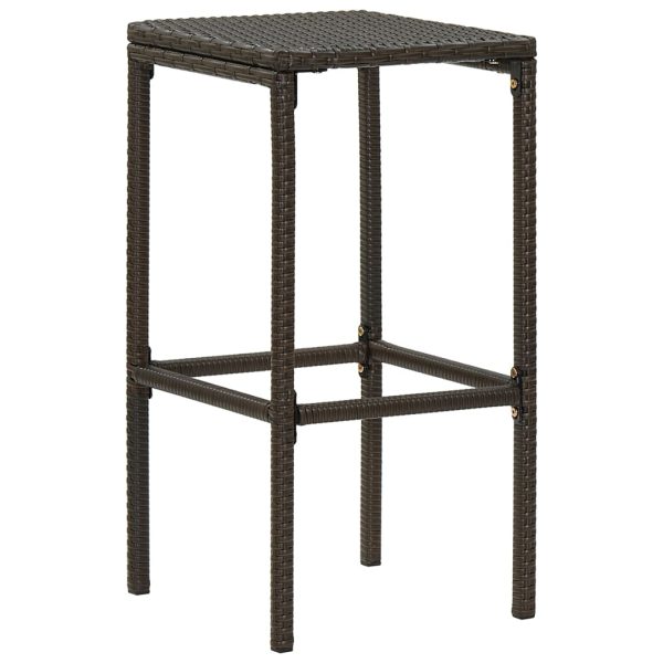 Bancos de bar com almofadões 3 pcs vime PE castanho - Image 3