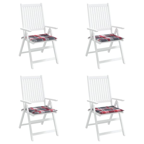 Almofadões cadeiras jardim 4pcs tecido oxford xadrez vermelho - Image 3