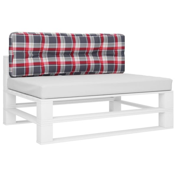 Almofadão p/ sofá de paletes 120x40x12cm tecido xadrez vermelho - Image 2