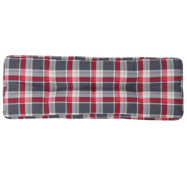 Almofadão p/ sofá de paletes 120x40x12cm tecido xadrez vermelho - Image 3