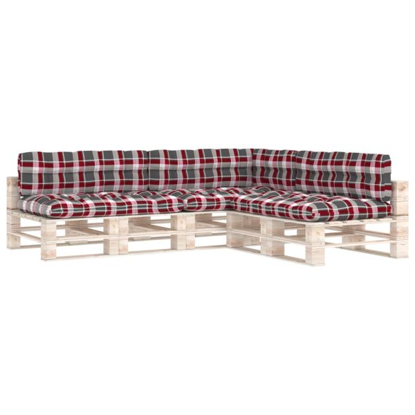 Almofadões para sofás de paletes 7 pcs padrão vermelho xadrez - Image 2