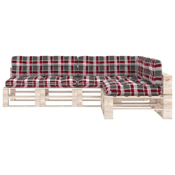Almofadões para sofás de paletes 7 pcs padrão vermelho xadrez - Image 3