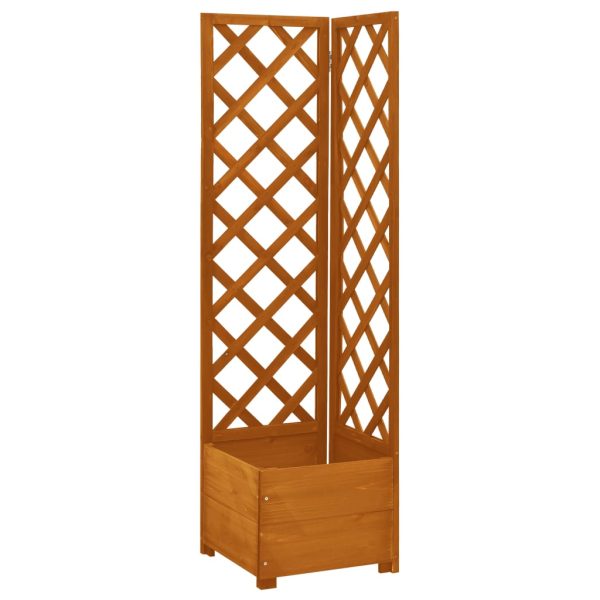 Vaso com treliça de canto 40x40x150 cm abeto maciço laranja