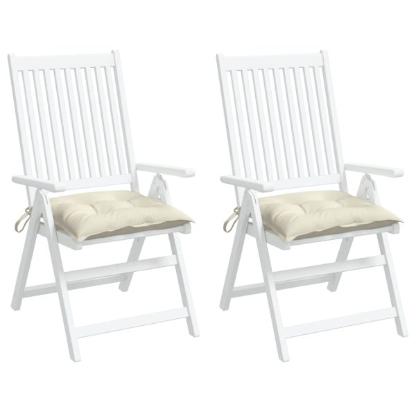 Almofadões de cadeira 2 pcs 50x50x7cm tecido oxford branco nata - Image 2