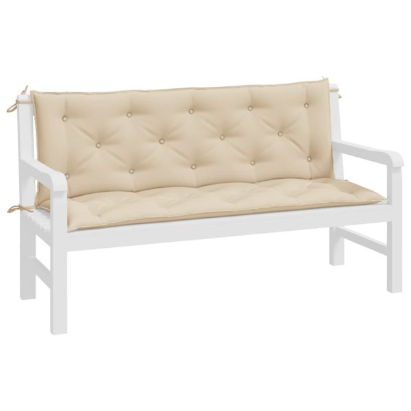 Almofadões banco jardim 2 pcs 150x50x7cm tecido oxford bege - Image 2