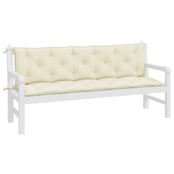 Almofadões banco jardim 2 pcs tecido oxford branco nata - Image 2