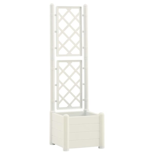 Vaso/floreira de jardim com treliça 43x43x142 cm PP branco - Image 2