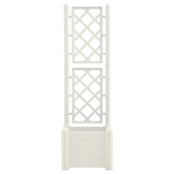 Vaso/floreira de jardim com treliça 43x43x142 cm PP branco - Image 3