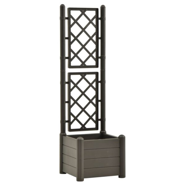 Vaso/floreira de jardim com treliça 43x43x142 cm PP antracite - Image 2