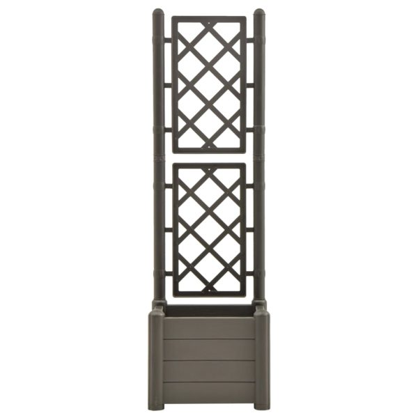 Vaso/floreira de jardim com treliça 43x43x142 cm PP antracite - Image 3