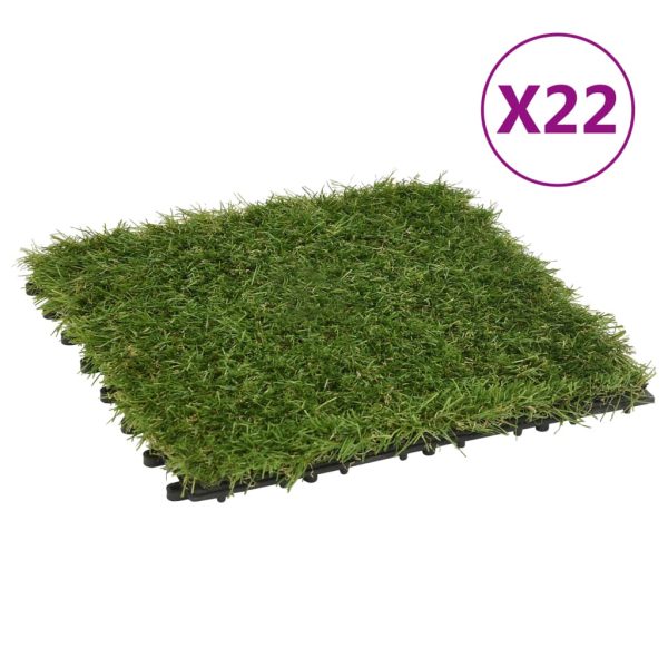 Ladrilhos de relva artificial 22 pcs 30x30 cm verde