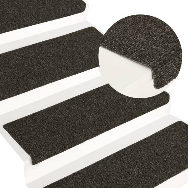 Tapetes de escada 15 pcs 65x21x4 cm tecido agulhado cinzento