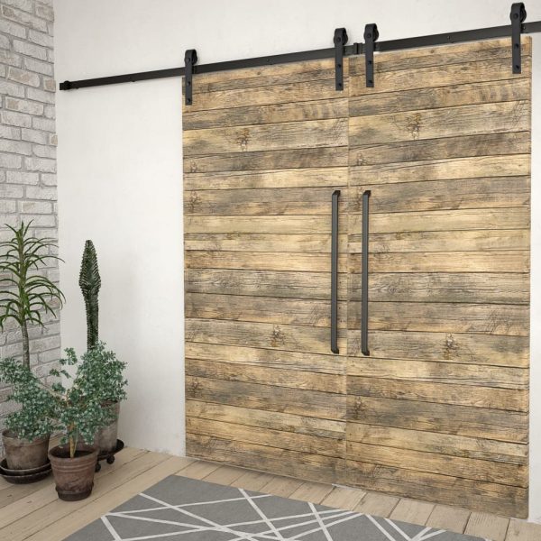 Kits de ferragens para porta deslizante 2 pcs 200 cm aço preto - Image 3