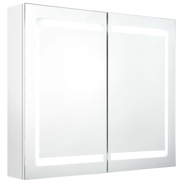 Armário espelhado casa de banho LED 80x12x68cm branco brilhante - Image 2