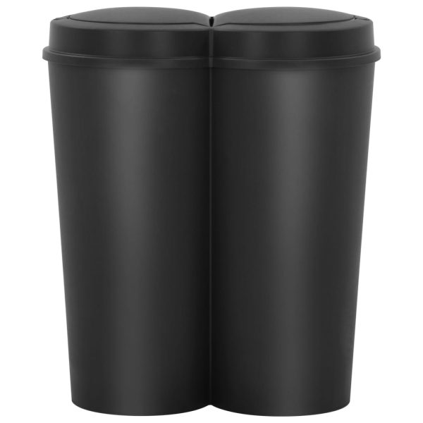 Caixote de lixo duplo 50 L preto - Image 2