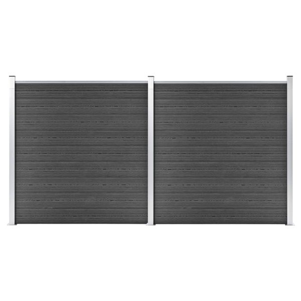 Conjunto de painel de vedação WPC 353x186 cm preto