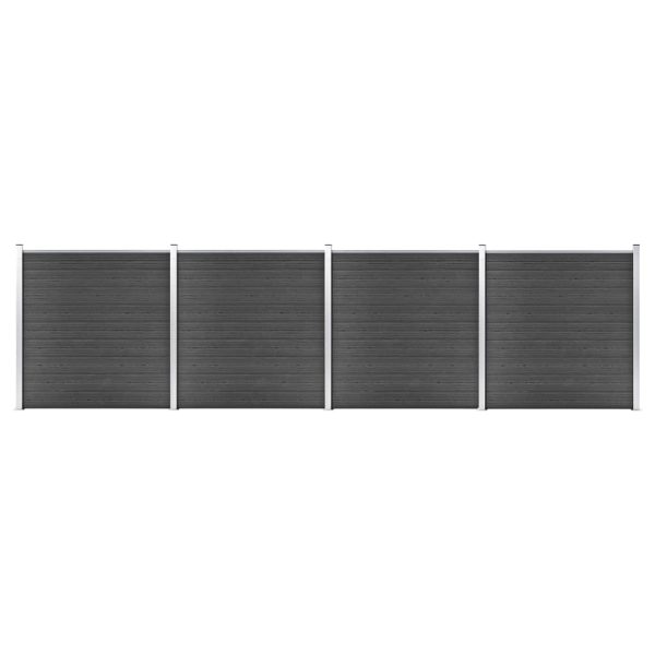 Conjunto de painel de vedação WPC 699x186 cm preto