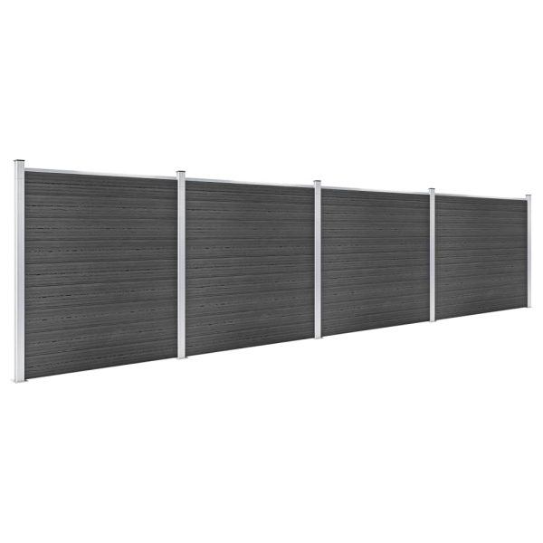 Conjunto de painel de vedação WPC 699x186 cm preto - Image 2