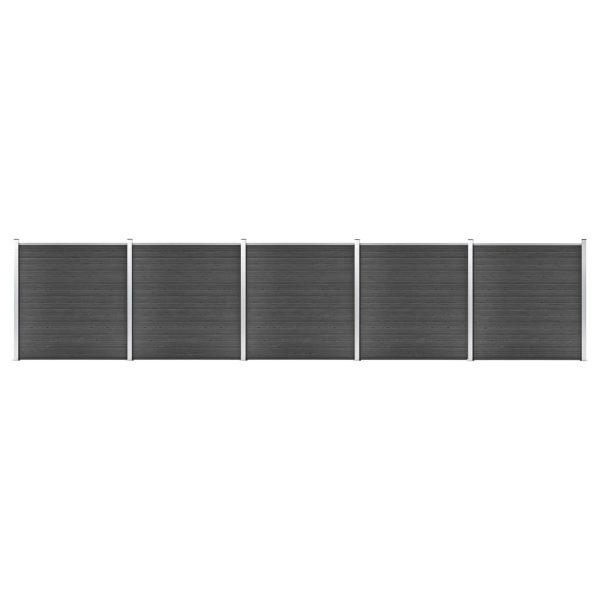 Conjunto de painel de vedação WPC 872x186 cm preto