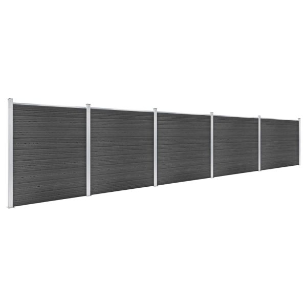 Conjunto de painel de vedação WPC 872x186 cm preto - Image 2