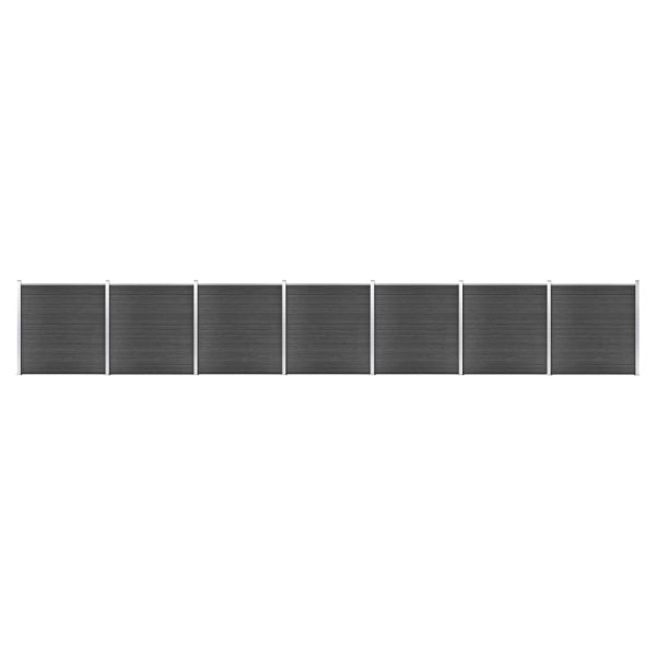 Conjunto de painel de vedação WPC 1218x186 cm preto
