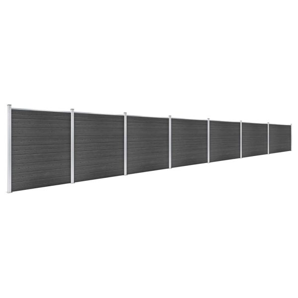 Conjunto de painel de vedação WPC 1218x186 cm preto - Image 2