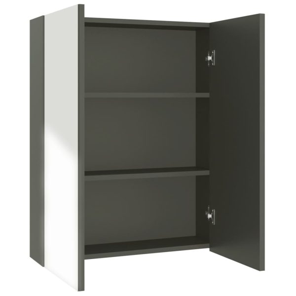 Armário espelhado para casa de banho 60x15x75 cm MDF cinzento - Image 2