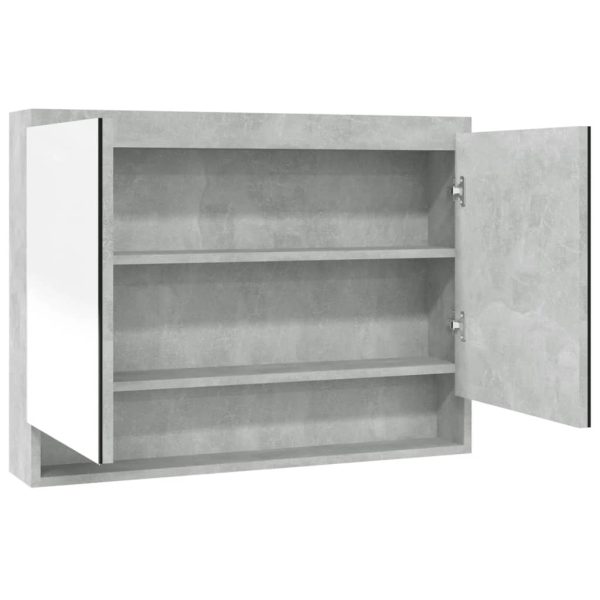Armário espelhado p/ casa de banho 80x15x60cm MDF cinza cimento - Image 2