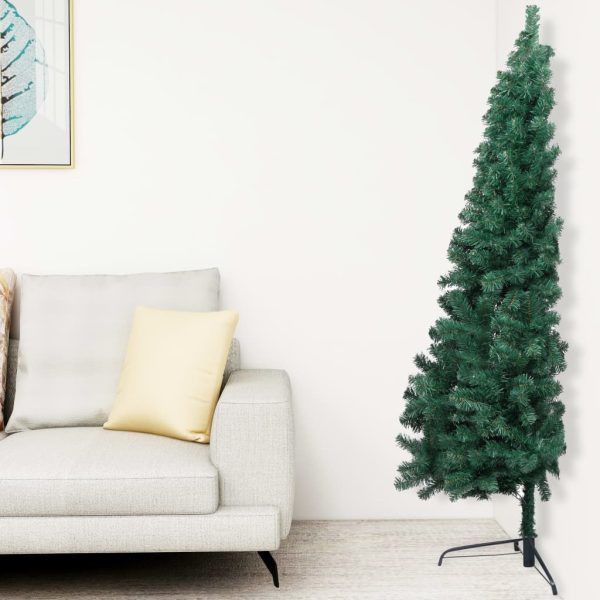 Meia árvore de Natal artificial c/ LEDs e bolas 120 cm verde - Image 2