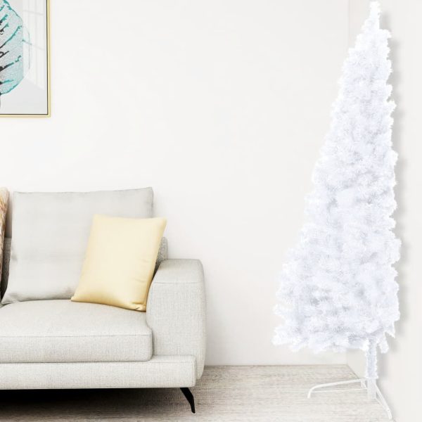 Meia árvore Natal artificial c/ luzes LED e bolas 120 cm branco - Image 2