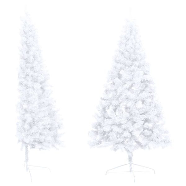 Meia árvore Natal artificial c/ luzes LED e bolas 180 cm branco - Image 3