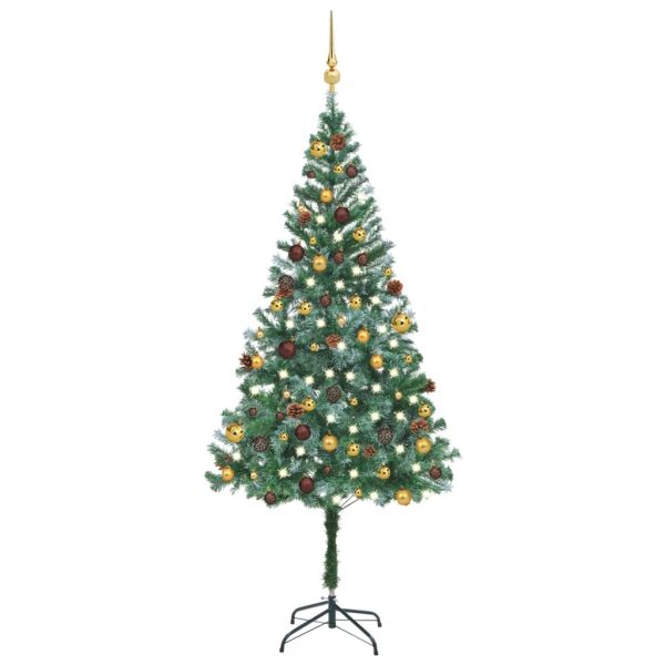 Árvore de Natal artificial com luzes LED/bolas/pinhas 180 cm