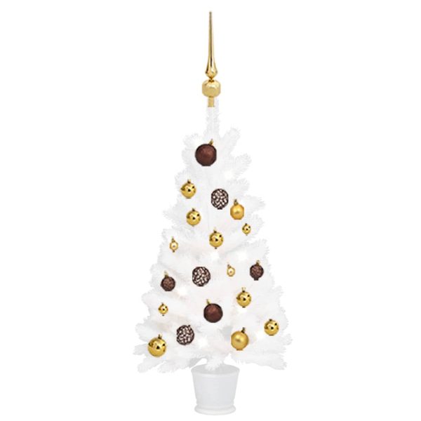 Árvore de Natal artificial com luzes LED e bolas 90 cm branco