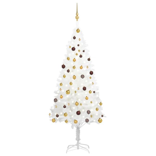 Árvore de Natal artificial com luzes LED e bolas 210 cm branco